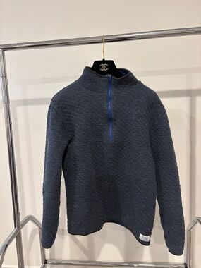 Crewcuts Men's Quilted Navy Half-Zip Pullover with Blue Zip